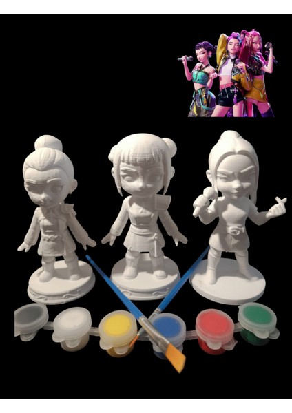 K Pop Demon Hunters ( Zoe-Rumi-Mira) 3D Figür Boyama Seti