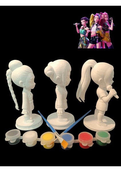 K Pop Demon Hunters ( Zoe-Rumi-Mira) 3D Figür Boyama Seti modelleri