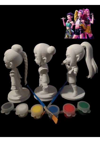 K Pop Demon Hunters ( Zoe-Rumi-Mira) 3D Figür Boyama Seti fırsatları