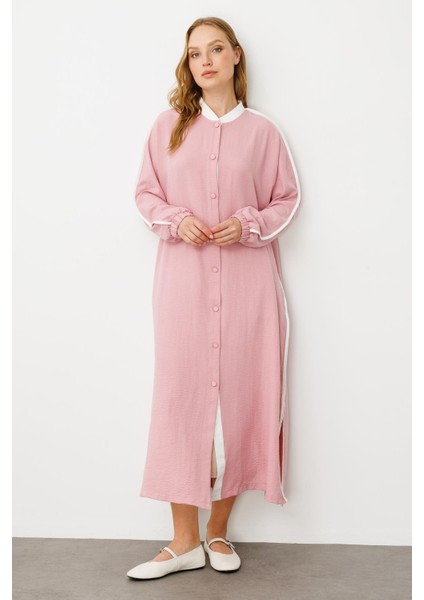 Ss Kontrast Biye Detaylı Ribana Yaka Spor Ipekçe Doku Kap/ Ferace-Pudra fiyatları