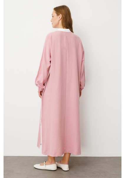 Ss Kontrast Biye Detaylı Ribana Yaka Spor Ipekçe Doku Kap/ Ferace-Pudra fırsatları