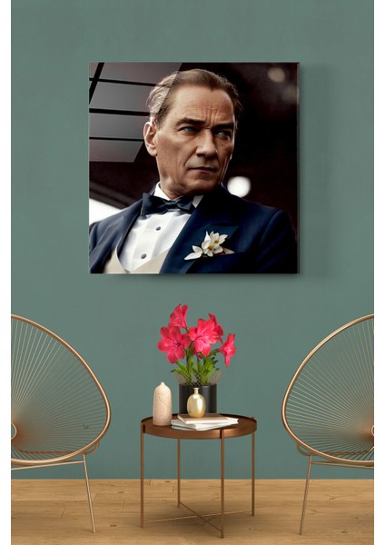 Atatürk Portresi - Yapay Zeka Tasarımlı Cam Tablo, Dekoratif Cam Tablo
