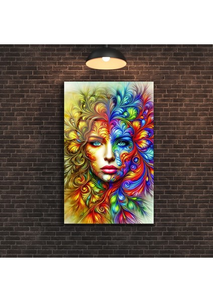 Pop Art Rengarenk Kadın Cam Tablo