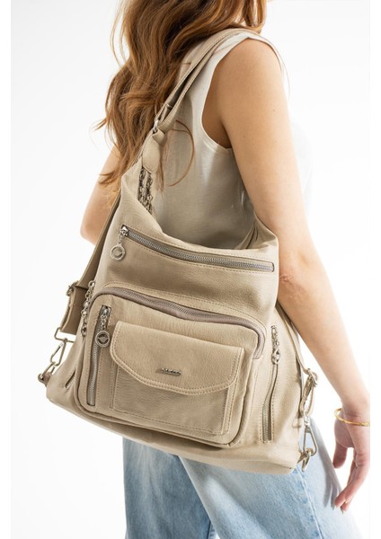 Büyük Boy Yumuşak Deri Hem Sırt Hem Omuz Çantası 540