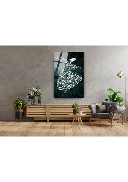 Semazen Lafzi Hat Sanatı Cam Tablo Dini Islami Tablo Kaligrafi Yazılı Iki Kolu Açık Semah fırsatları