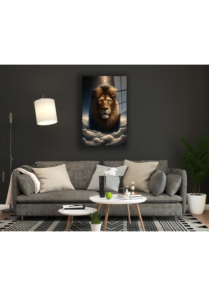 Bulutların Üstünde Aslan Cam Tablo modelleri