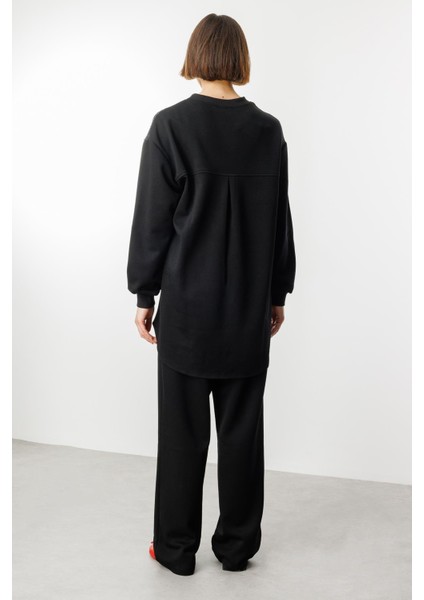 Simli ve Saten Kumaş Garnili Ceket Kap-Siyah