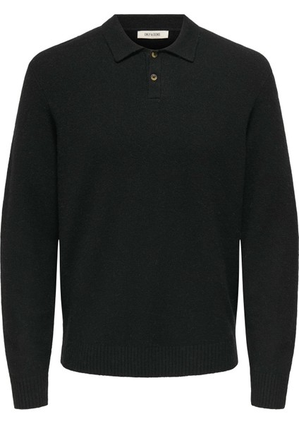 Siyah Erkek Normal Kazak Onsjay Reg Ls Polo Knıt