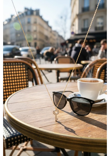 Anahtar Zirkon Taşlı 14 Ayar Altın Kolye fiyatları