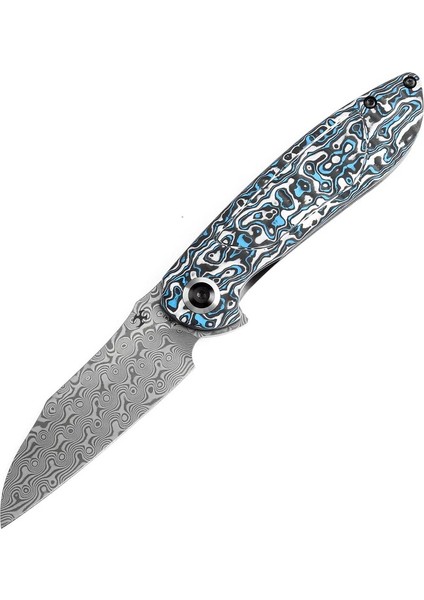 Prometheus | Katlanır Bıçak | Mavi Whire Nebula Karbon Fiber Sap | Damascus Çelik Çakı | K1040A3 fiyatları