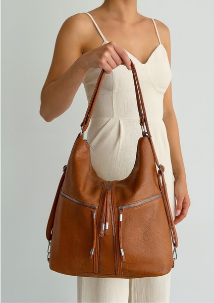 Yumuşak Suni Deri Taba El Omuz ve Sırt Kullanımına Uygun Kadın Çanta 34*39 cm