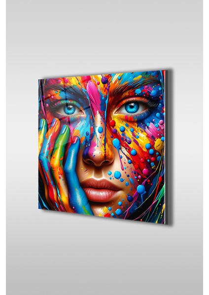 Pop Art Kadın Sanatsal Kare Cam Tablo