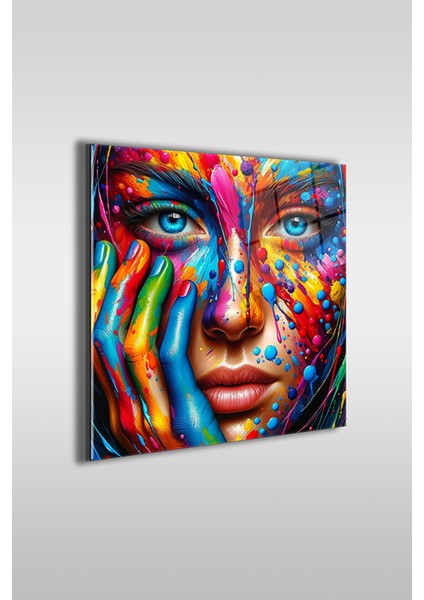 Pop Art Kadın Sanatsal Kare Cam Tablo fiyatları