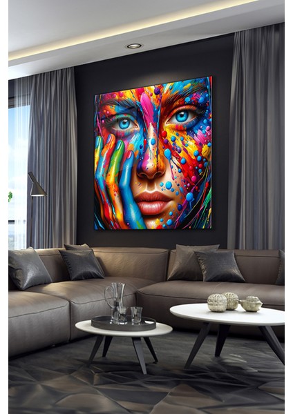 Pop Art Kadın Sanatsal Kare Cam Tablo modelleri