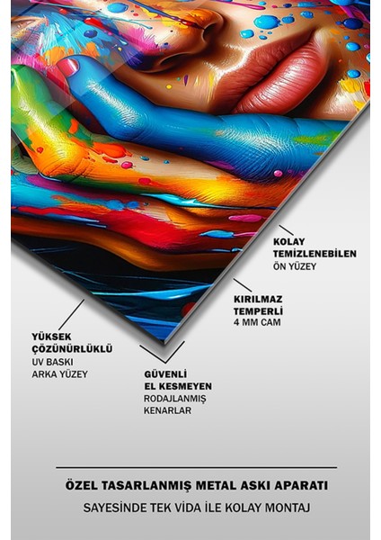 Pop Art Kadın Sanatsal Kare Cam Tablo fırsatları