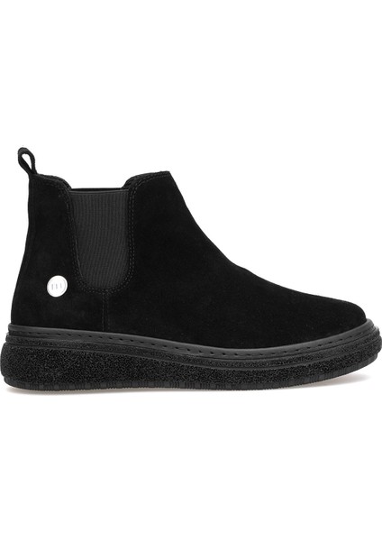 D25KB-1065 Kadın Hakiki Süet Deri Chelsea Bot Siyah