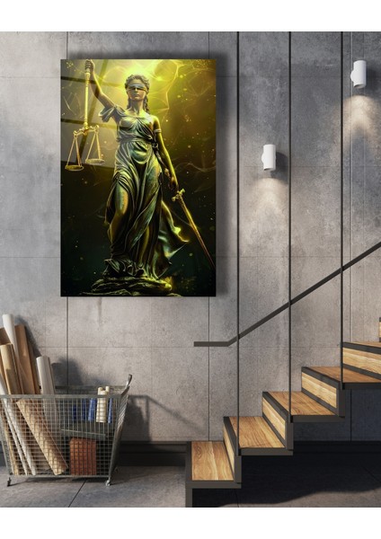 Themis Adalet Tanrıçası Cam Tablo