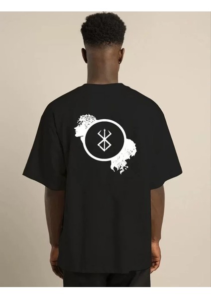 Unisex Bisiklet Yaka Baskılı Oversize T-Shirt - Siyah fiyatları