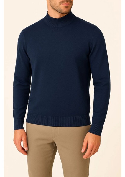 Erkek Yarım Boğaz Triko Kazak Yumuşak Dokulu Pamuklu Ince Dokuma, Uzun Kollu Rahat Regular Kalıp modelleri