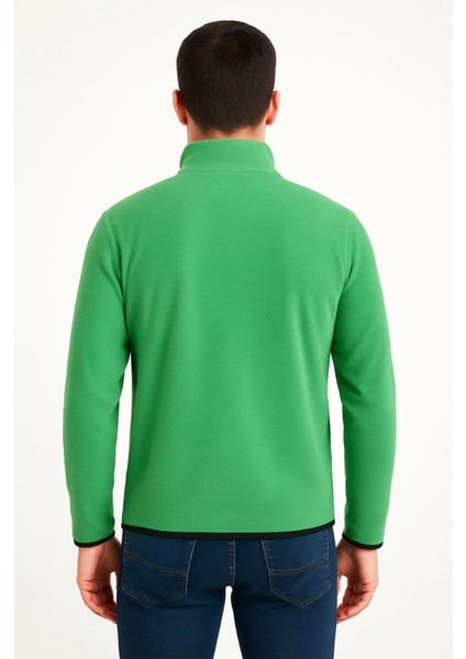 Erkek Polar Kazak – Dik Yaka, Yarım Fermuarlı, Fermuarlı Göğüs Cepli, Siyah Biyeli, Kışlı modelleri