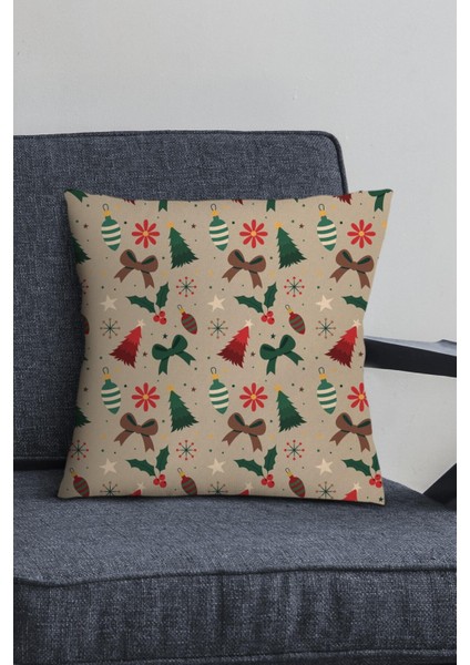 Yılbaşı Temalı Ikili Kırlent Kılıfı 43X43CM Bej