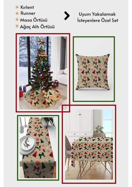 Yılbaşı Temalı Ikili Kırlent Kılıfı 43X43CM Bej fiyatları