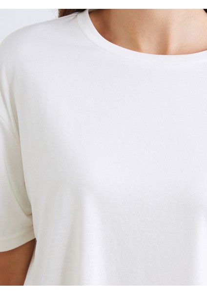 Bisiklet Yaka Modal Karışımlı Kadın Tişört 2'li indirimleri