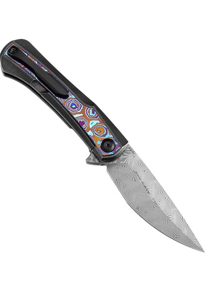 Kratos | Flipper Bıçak | Titanyum Sap + Timascus Kakma Sap | Damascus Çelik Çakı | K1024A10 modelleri