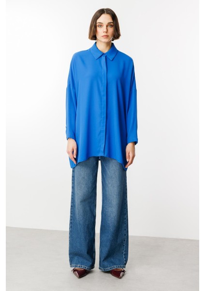 Özel Kalıp Zamansız Akıcı Kumaştan Bluz Tunik-Sax fiyatları