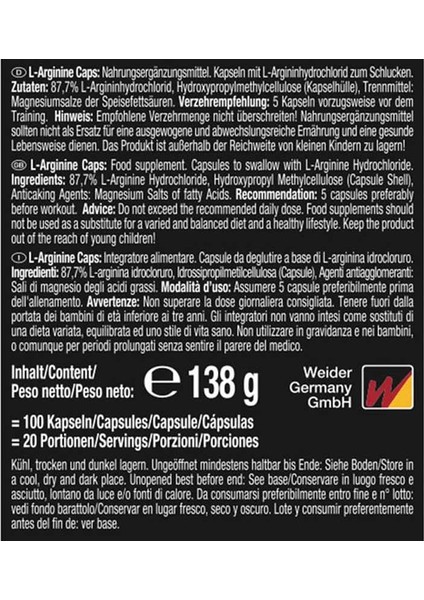 L- Arginine Nitrix Oxide Booster 5000MG 100 Caps fiyatları