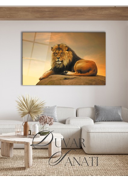 Aslan Kral Cam Tablo, Modern Ev Salon Ofis Dekorasyonu Hediyelik Büyük Duvar Dekoru fiyatları