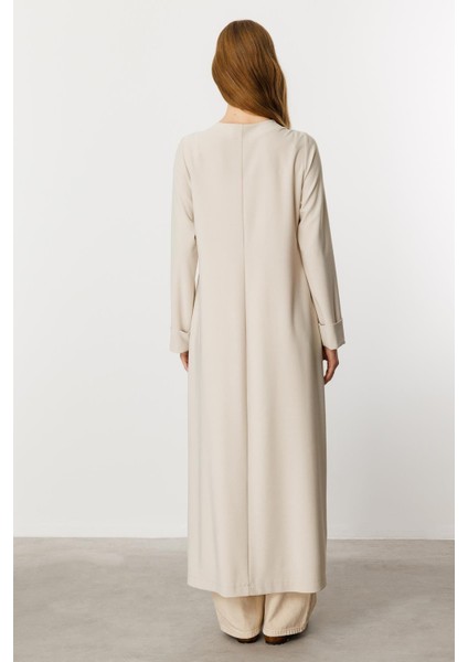 Özel Dökümlü Kumaş Aksesuarlı Kap/ Ferace -Taş