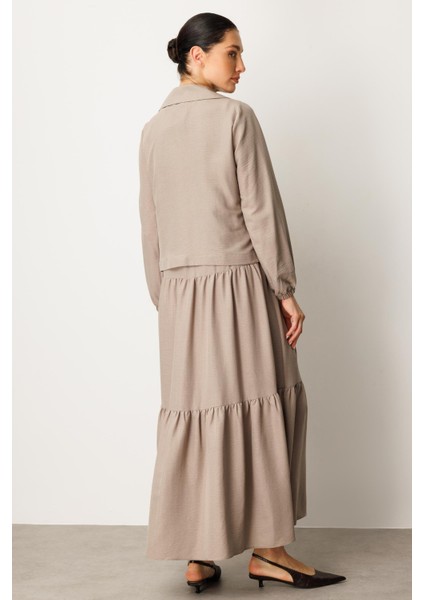 Ceket ve Iç Jile Kombin Ipekçe Elbise Ferace-Vizon indirimleri