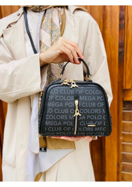 Kadın Jakarlı Siyah Omuz Çantası