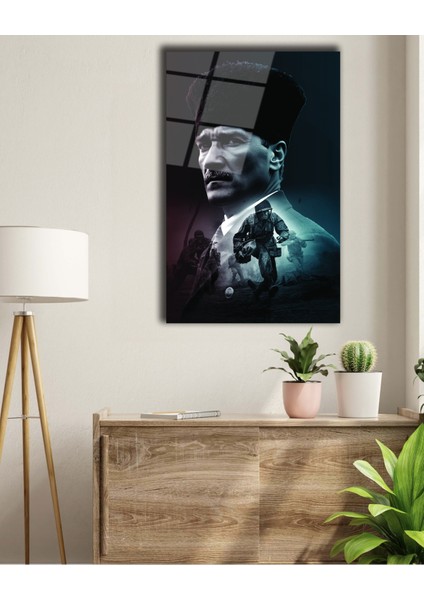 Atatürk ve Askerlerimiz Çanakkale Cephesi Cam Tablo fiyatları