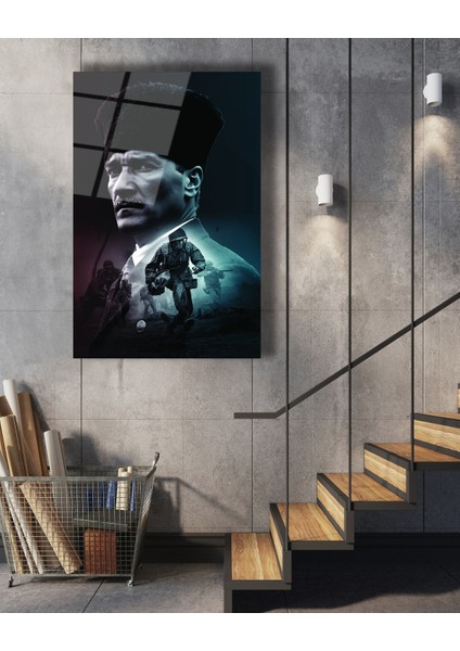 Atatürk ve Askerlerimiz Çanakkale Cephesi Cam Tablo fırsatları