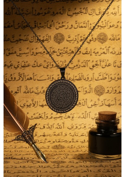 Süleyman Mührü ve Cin Mektubu Yazılı Çelik Kolye Kararmaz Paslanmaz Çelik Zincirli Unisex Kolye fırsatları