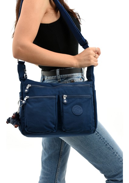 Sanmorris Kadın Büyük Boy Maymuncuk Hediyeli Çok Bölmeli Suya Dayanıklı Paraşüt Kumaş Omuz Çantası