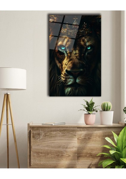 Mavi Gözlü Aslan Kral Cam Tablo fırsatları