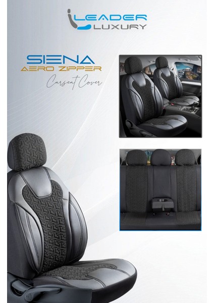 Volvo XC70 Deri Detaylı Oto Koltuk Kılıfı Ön Arka Set Siyah Siena Seri Scr modelleri