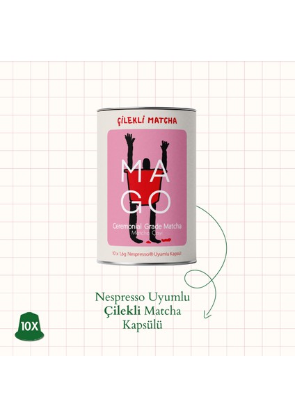 Çilekli Ceremonial Grade Matcha Nespresso® Uyumlu Kapsül