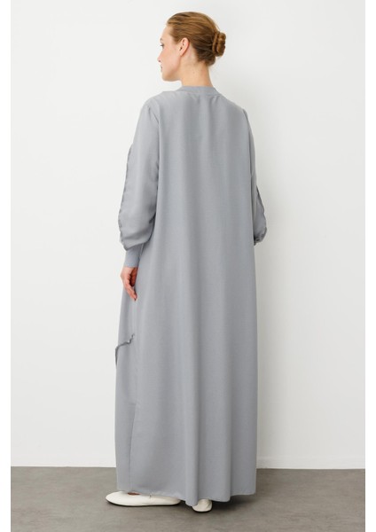 Parcha - Dikiş Ipekçe Doku Ribanalı Özel Elbise Kap-Gri fırsatları