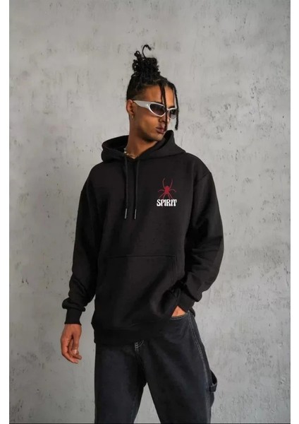 Unisex Kapşonlu Baskılı Sweetshirt