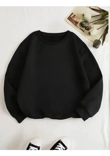 Üç Iplik Biskilet Yaka Basic Sweatshirt