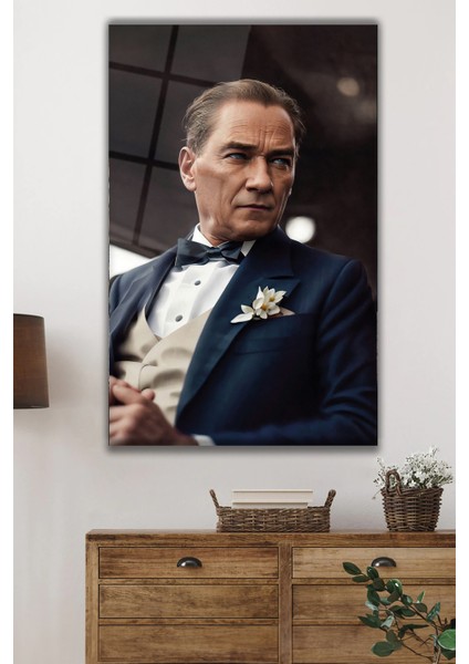 Atatürk Portresi Yapay Zeka Dikey Cam Tablo Ev Ofis Okul Duvar Dekoru, Hediyelik Büyük Tablo fiyatları