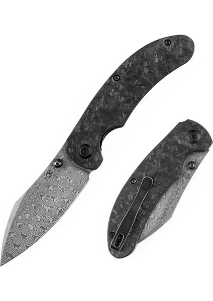Nesstreet | Shred Karbon Fiber Sap | Damascus Çelik Çakı | K1039D1