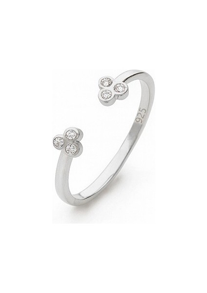 925 Ayar Tri Shine Üç Taşlı Açık Tasarım Yüzük modelleri