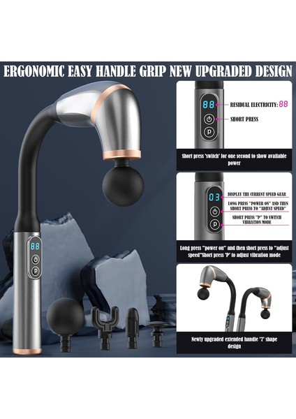 Şarjlı Ergonomik Masaj Aleti - Ucu Değişebilir - Kas Ağrısı Giderici fiyatları