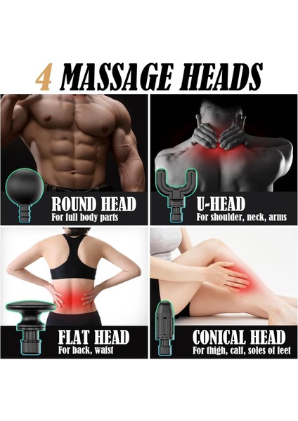 Şarjlı Ergonomik Masaj Aleti - Ucu Değişebilir - Kas Ağrısı Giderici modelleri