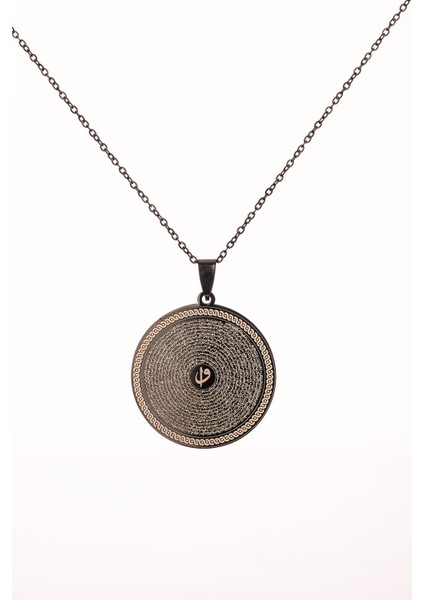 Siyah Renk Yasin-I Şerif Çelik Kolye Paslanmaz Zincir Kararmaz